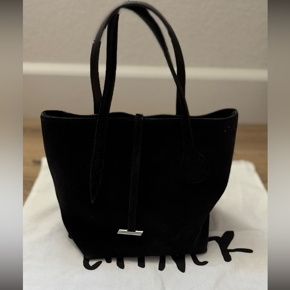 Liffner Sprout Mini Leather Top Handle Bag in black suede